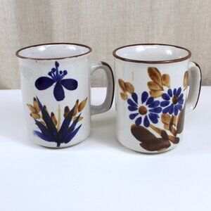 Vintage Ceramic Mugs set of 2 Floral made in Korea